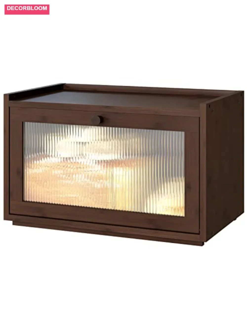 Large Bamboo Bread Box with Wavy Acrylic Door, Stackable Kitchen Counter Storage